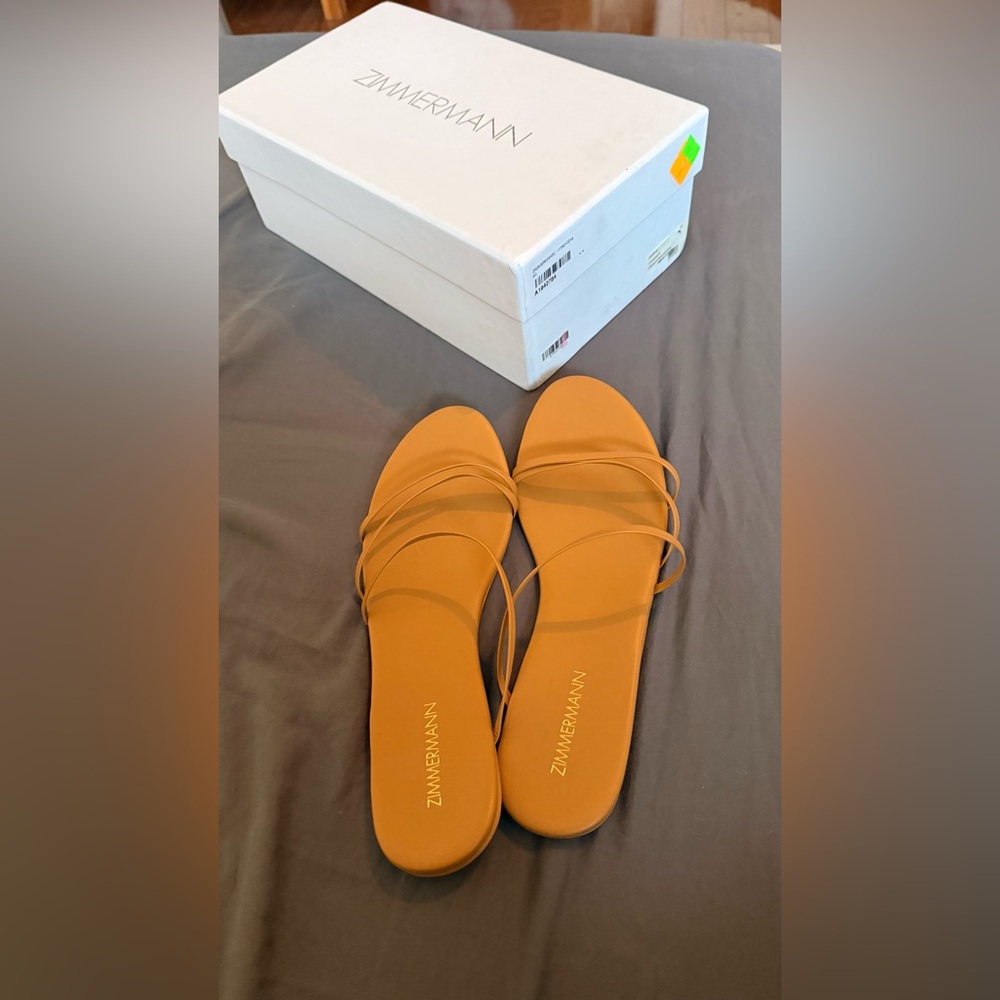 Zimmermann Strappy Slide Sandals in Cinnamon